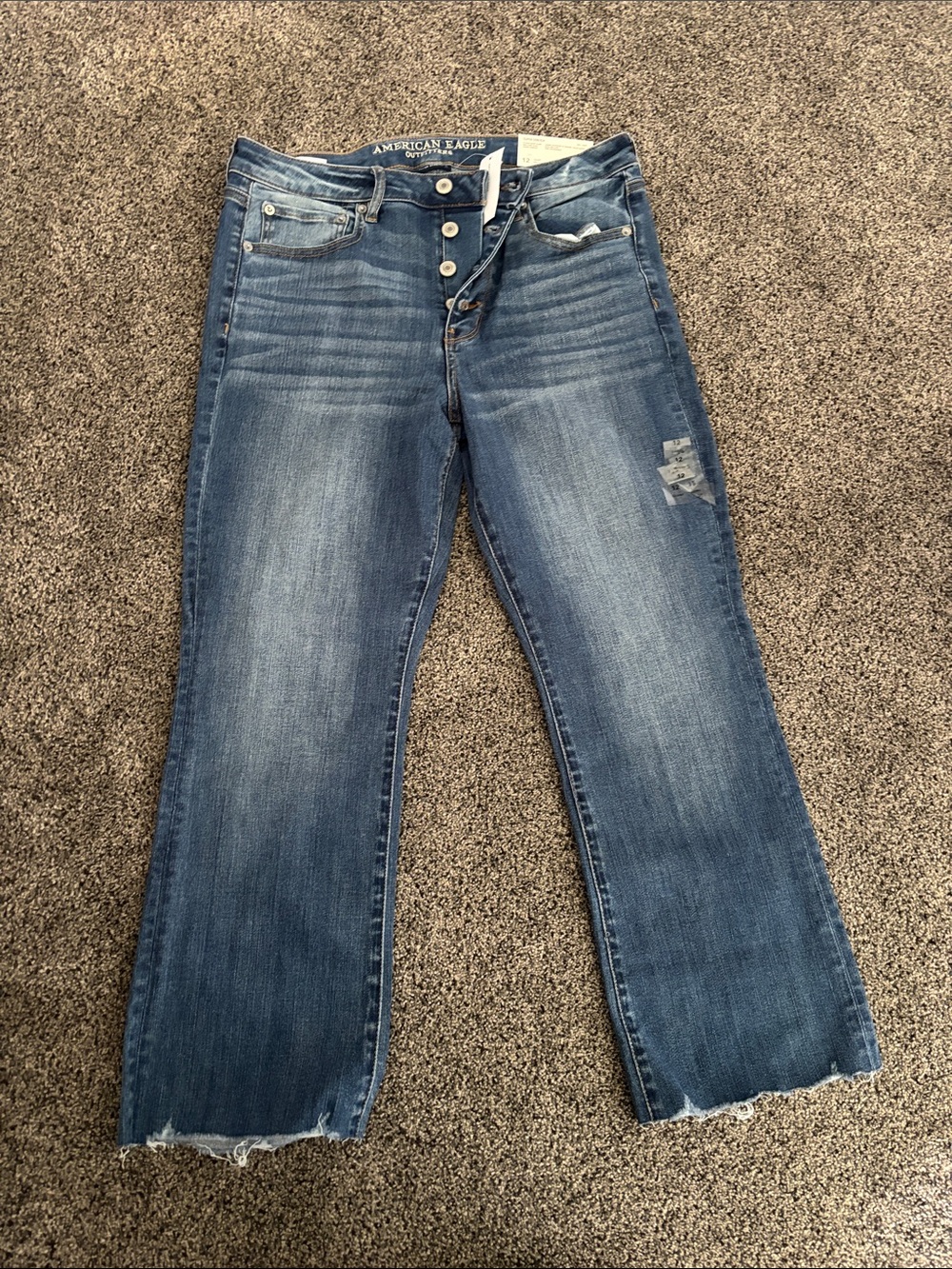 American Eagle Outfitters Button-Front Wide Leg Blue Jeans